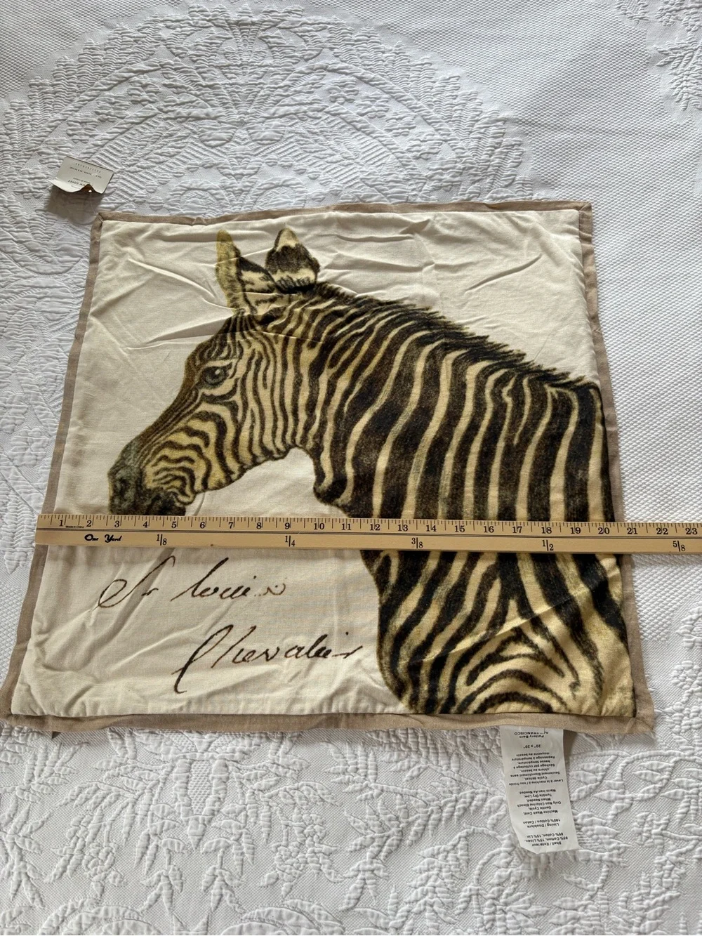 NWT Pottery Barn zebra pillow cover 20” zip up decorative safari cotton